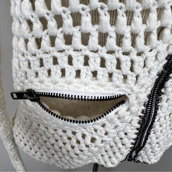 Suncoo Ivory Long Sleeve Zip Up Knit Sweater Cardigan Size T1= Small (328) - Picture 7 of 11